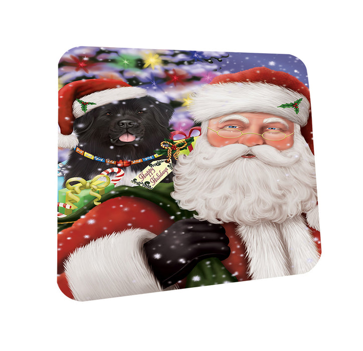 Santa Carrying Newfoundland Dog and Christmas Presents Coasters Set of 4 CST55468