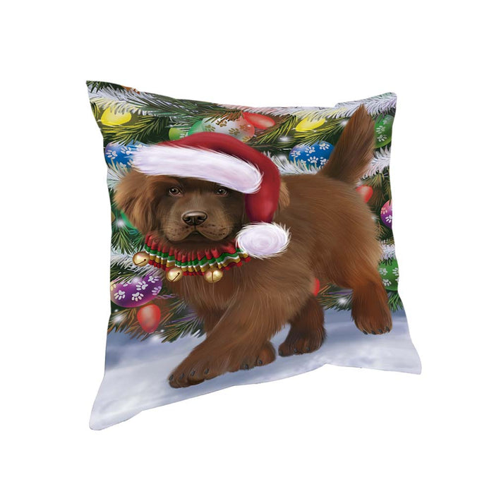 Trotting in the Snow Newfoundland Dog Pillow PIL70724