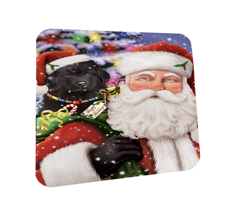 Santa Carrying Newfoundland Dog and Christmas Presents Coasters Set of 4 CST55469