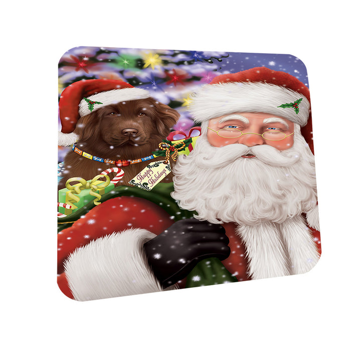 Santa Carrying Newfoundland Dog and Christmas Presents Coasters Set of 4 CST55470