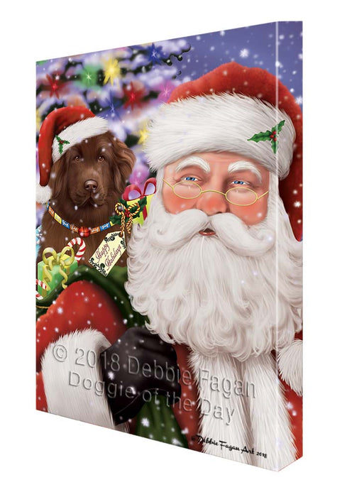 Santa Carrying Newfoundland Dog and Christmas Presents Canvas Print Wall Art Décor CVS119537