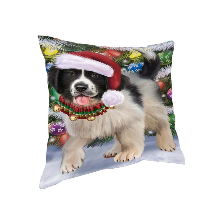 Trotting in the Snow Newfoundland Dog Pillow PIL70728
