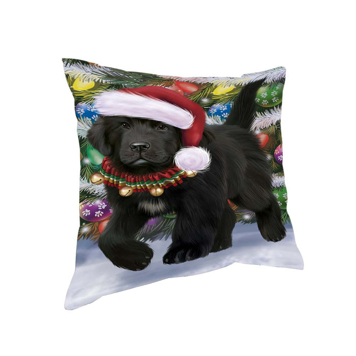 Trotting in the Snow Newfoundland Dog Pillow PIL70732