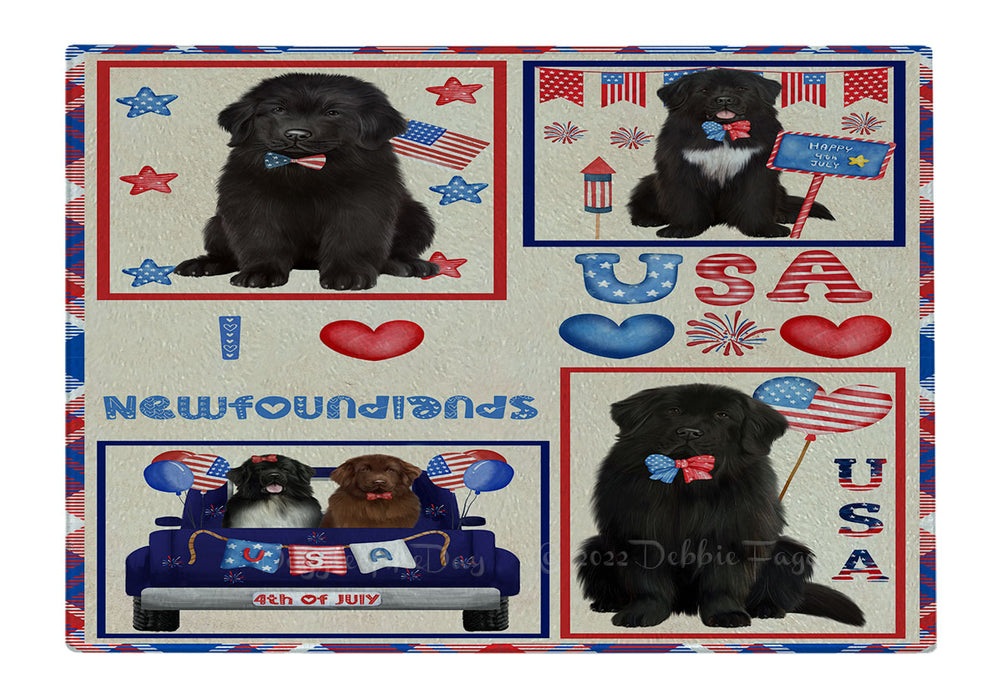 4th of July Independence Day I Love USA Newfoundlands Dogs Cutting Board - For Kitchen - Scratch & Stain Resistant - Designed To Stay In Place - Easy To Clean By Hand - Perfect for Chopping Meats, Vegetables