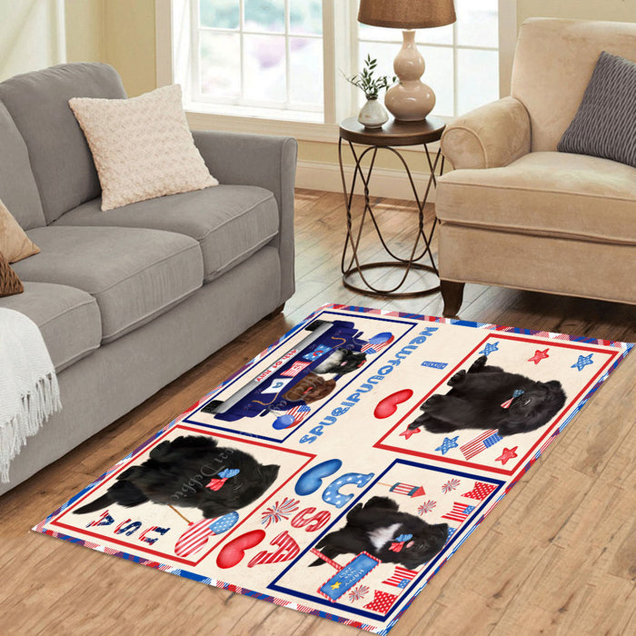 4th of July Independence Day I Love USA Newfoundlands Dogs Area Rug - Ultra Soft Cute Pet Printed Unique Style Floor Living Room Carpet Decorative Rug for Indoor Gift for Pet Lovers