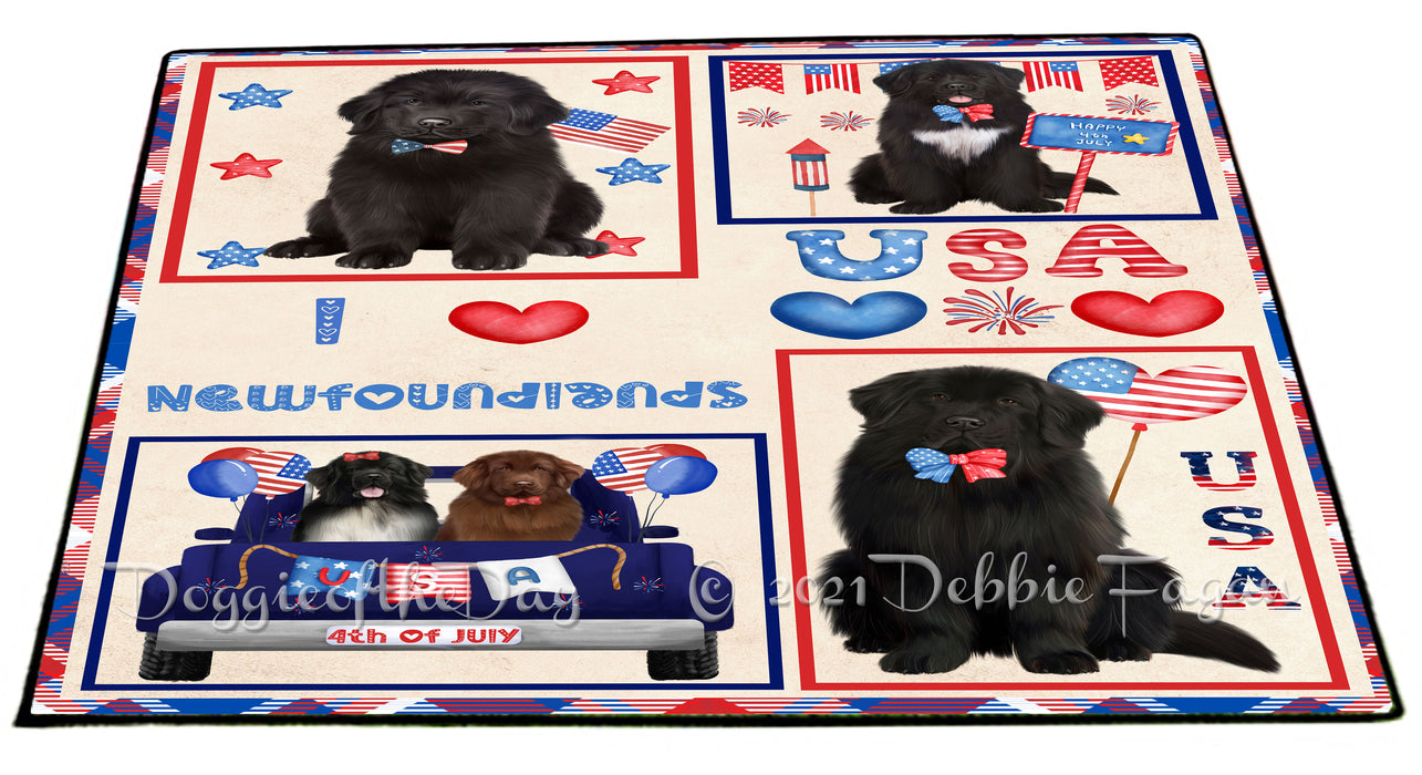 4th of July Independence Day I Love USA Newfoundlands Dogs Floormat FLMS56260 Floormat FLMS56260