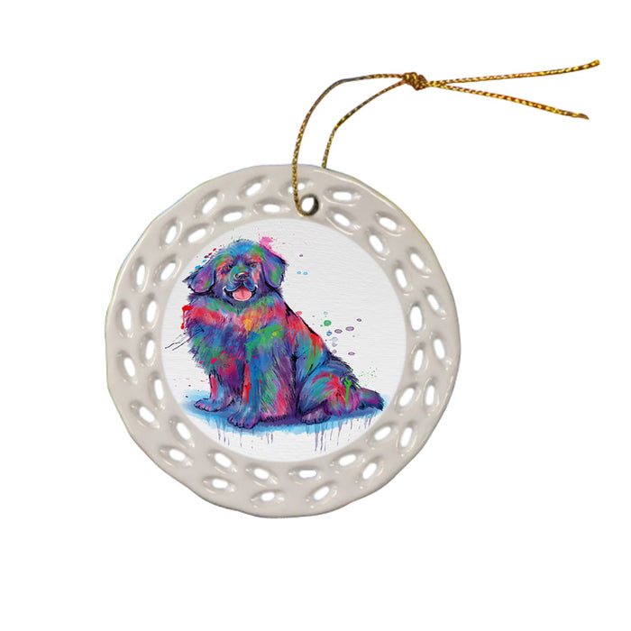 Watercolor Newfoundland Dog Ceramic Doily Ornament DPOR57388