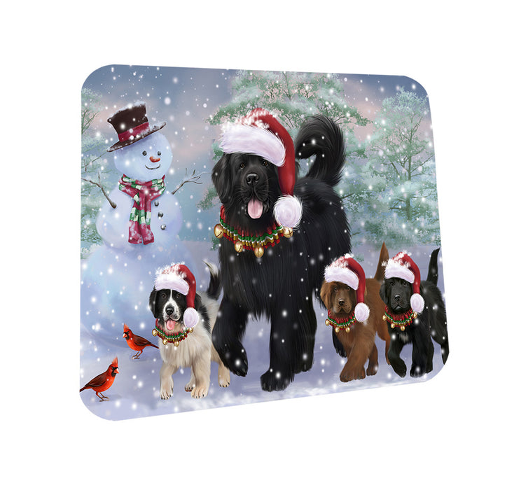 Christmas Running Family Newfoundlands Dog Coasters Set of 4 CST55429