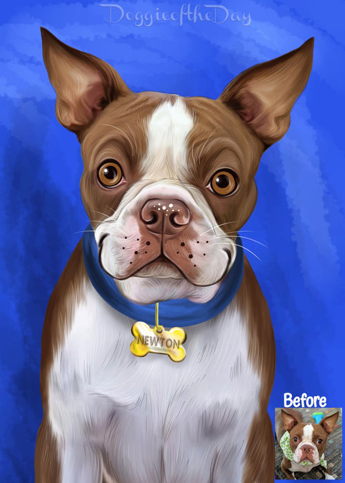 Digital Painting PERSONALIZED Caricature PET PORTRAIT! Custom Pet Dog or Cat Art