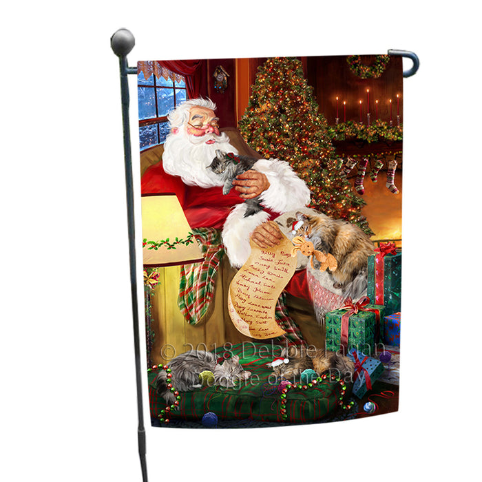 Santa Sleeping with Norwegian Forest Cats Christmas Garden Flag GFLG52880
