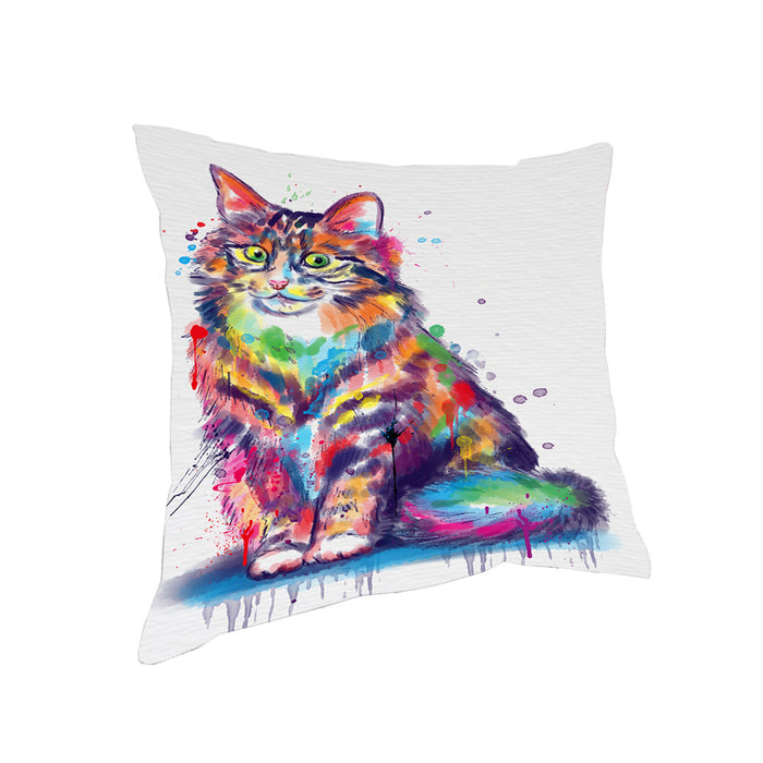 Watercolor Norwegian Forest Cat Pillow with Top Quality High-Resolution Images - Ultra Soft Pet Pillows for Sleeping - Reversible & Comfort - Ideal Gift for Dog Lover - Cushion for Sofa Couch Bed - 100% Polyester