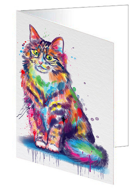 Watercolor Norwegian Forest Cat Handmade Artwork Assorted Pets Greeting Cards and Note Cards with Envelopes for All Occasions and Holiday Seasons GCD79112