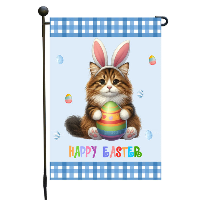 Norwegian Forest Cat Easter Day Garden Flags for Outdoor Decorations - Double Sided Yard Lawn Easter Festival Decorative Gift - Holiday Cats Flag Decor 12 1/2"w x 18"h