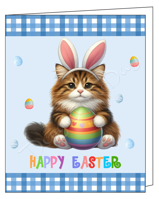 Norwegina Forest Cat Easter Day Greeting Cards and Note Cards with Envelope - Easter Invitation Card with Multi Design Pack