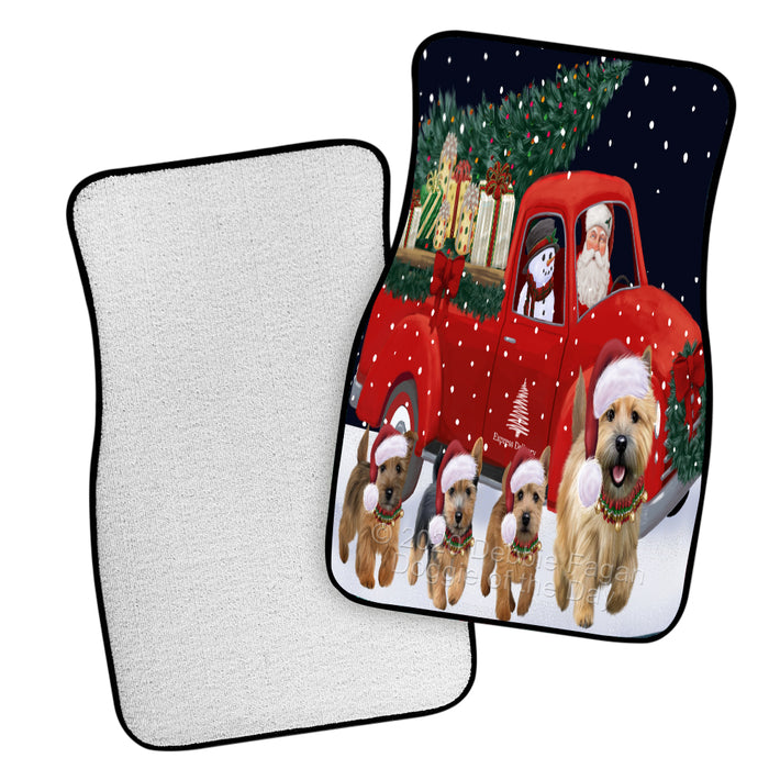 Christmas Express Delivery Red Truck Running Norwich Terrier Dogs Polyester Anti-Slip Vehicle Carpet Car Floor Mats  CFM49513