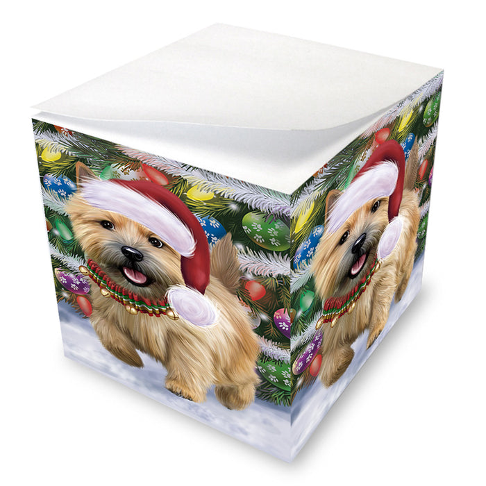 Chistmas Trotting in the Snow Norwich Terrier Dog Note Cube NOC-DOTD-A57706