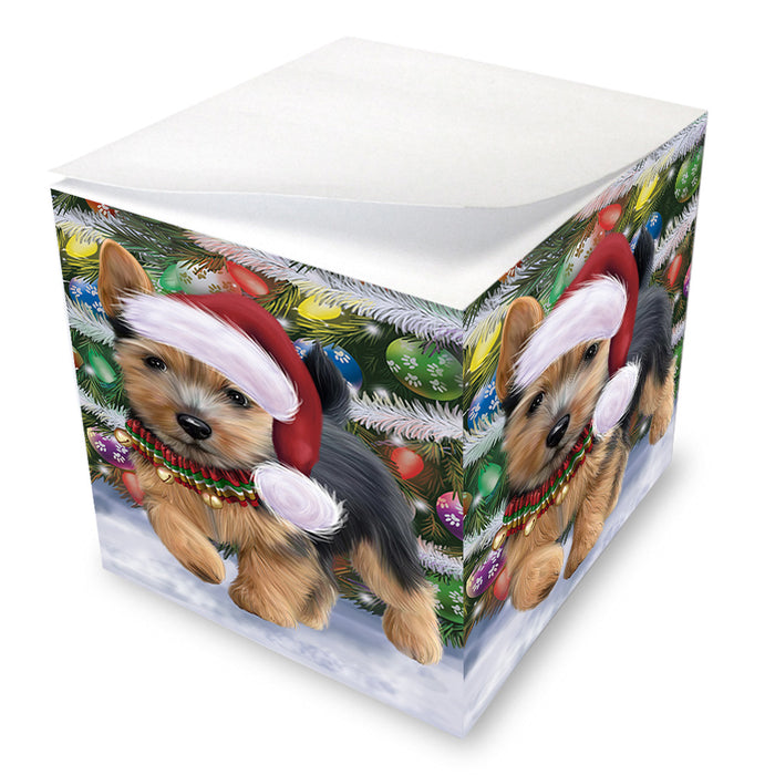 Chistmas Trotting in the Snow Norwich Terrier Dog Note Cube NOC-DOTD-A57707