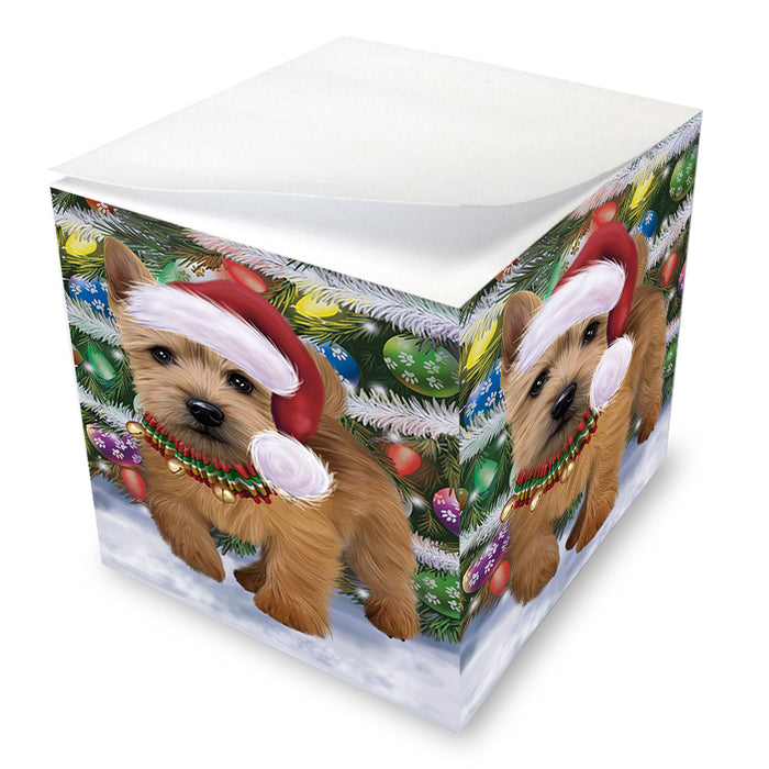 Chistmas Trotting in the Snow Norwich Terrier Dog Note Cube NOC-DOTD-A57708