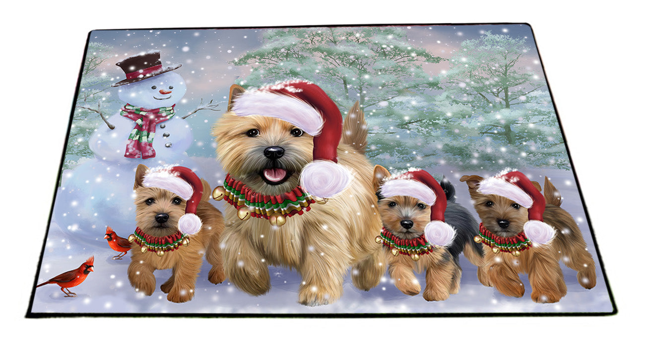 Christmas Running Family Norwich Terrier Dogs Floormat FLMS56041