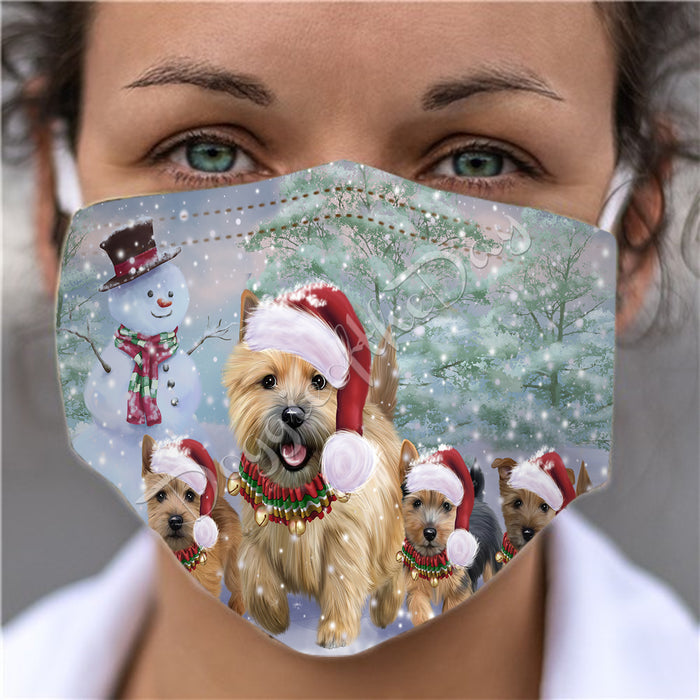 Christmas Running Fammily Norwich Terrier Dogs Face Mask FM48729