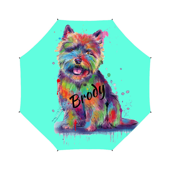 Custom Pet Name Personalized Watercolor Norwich Terrier DogSemi-Automatic Foldable Umbrella