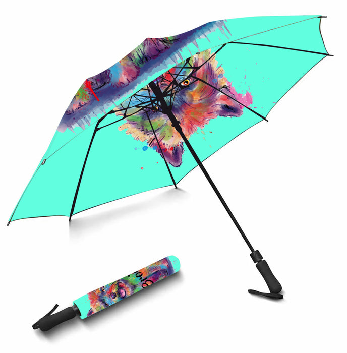 Custom Pet Name Personalized Watercolor Norwich Terrier DogSemi-Automatic Foldable Umbrella