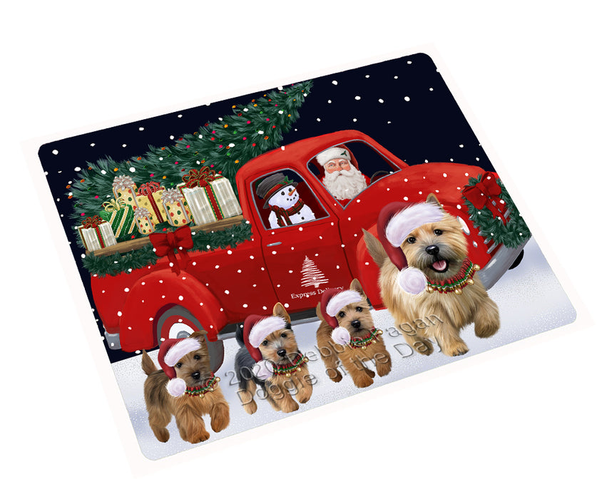 Christmas Express Delivery Red Truck Running Norwich Terrier Dogs Cutting Board - Easy Grip Non-Slip Dishwasher Safe Chopping Board Vegetables C77836