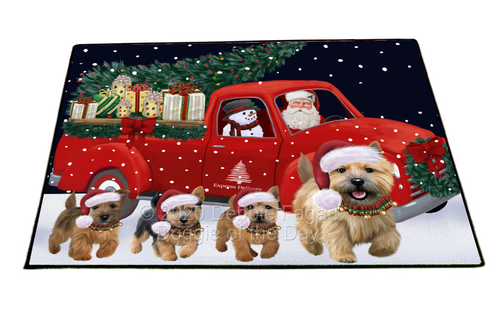 Christmas Express Delivery Red Truck Running Norwich Terrier Dogs Indoor/Outdoor Welcome Floormat - Premium Quality Washable Anti-Slip Doormat Rug FLMS56656
