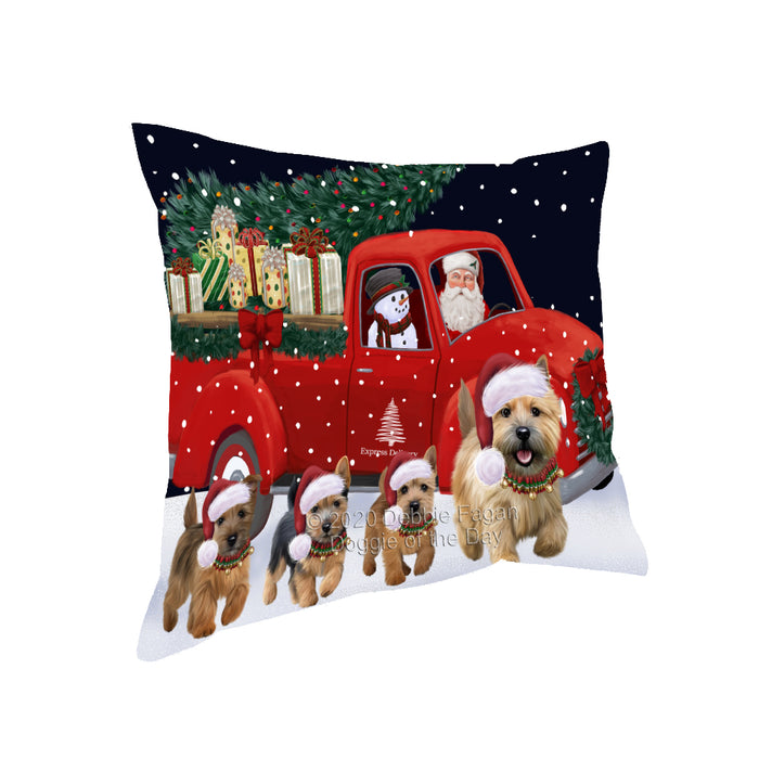 Christmas Express Delivery Red Truck Running Norwich Terrier Dogs Pillow PIL86128