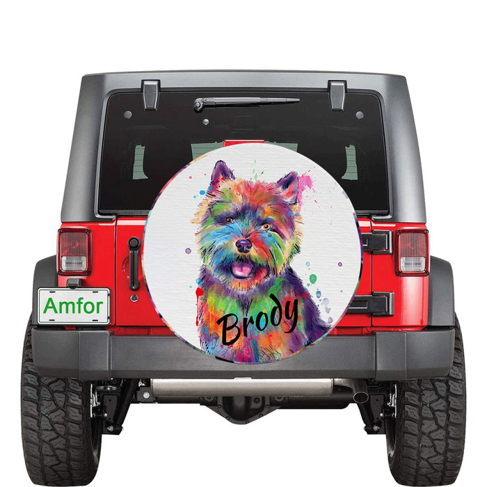 Custom Pet Name Personalized Watercolor Norwich Terrier Dog Car Tire Cover