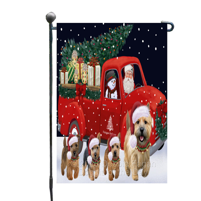 Christmas Express Delivery Red Truck Running Norwich Terrier Dogs Garden Flag GFLG66477