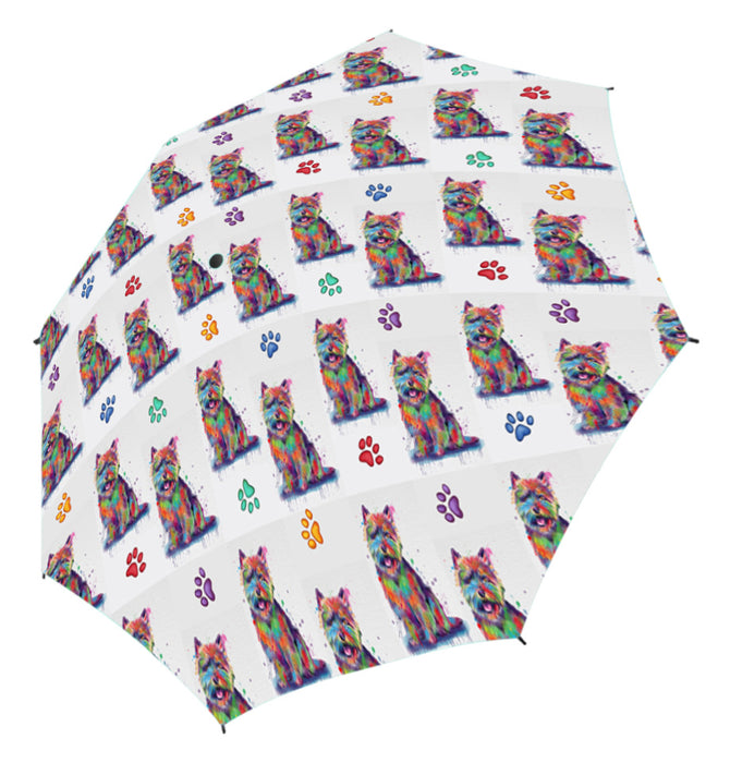 Watercolor Mini Norwich Terrier DogsSemi-Automatic Foldable Umbrella