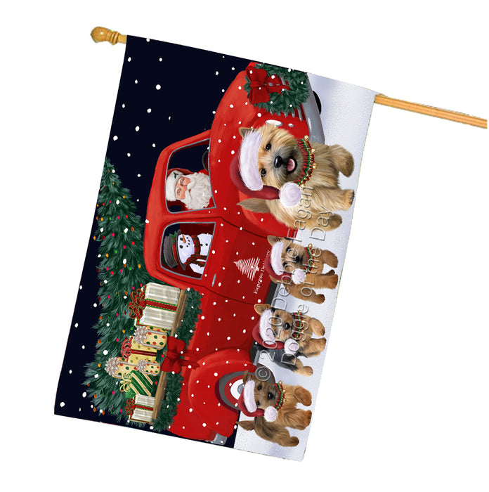 Christmas Express Delivery Red Truck Running Norwich Terrier Dogs House Flag FLG66533