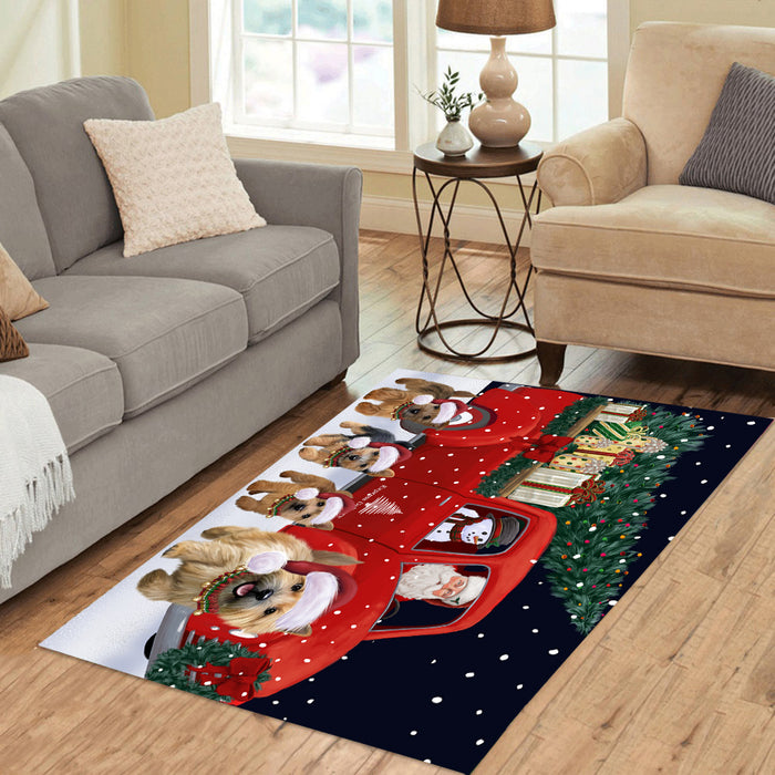 Christmas Express Delivery Red Truck Running Norwich Terrier Dogs Polyester Area Rug ARUG62988