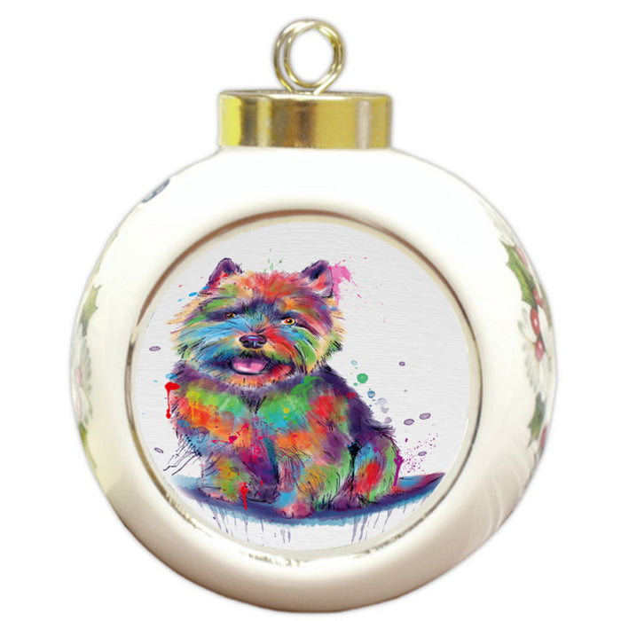Watercolor Norwich Terrier Dog Round Ball Christmas Ornament RBPOR58775