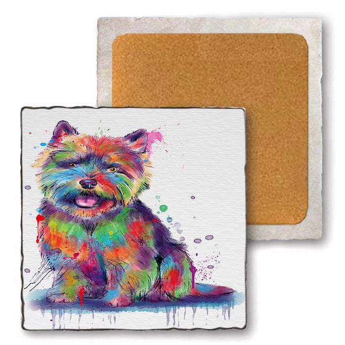 Watercolor Norwich Terrier Dog Set of 4 Natural Stone Marble Tile Coasters MCST52557