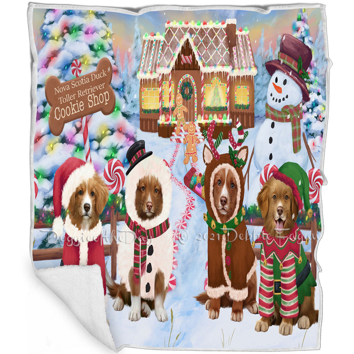 Holiday Gingerbread Cookie Shop Nova Scotia Duck Toller Retrievers Dog Blanket BLNKT127965
