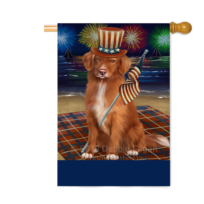 Personalized 4th of July Firework Nova Scotia Duck Toller Retriever Dog Custom House Flag FLG-DOTD-A58048
