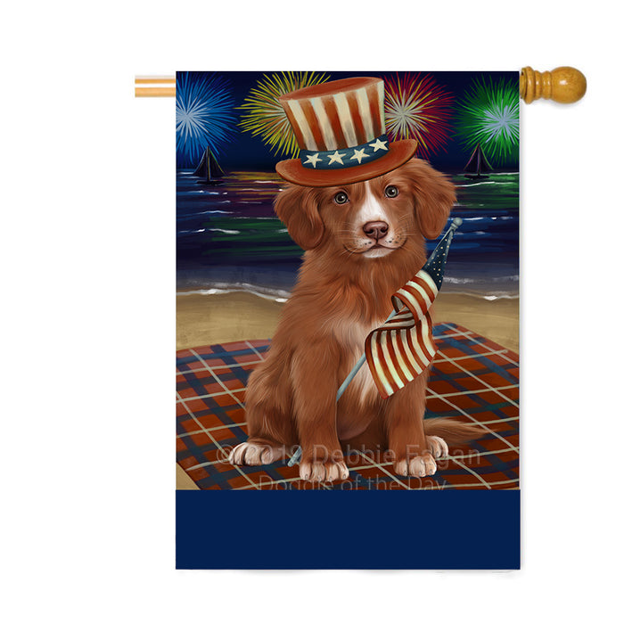 Personalized 4th of July Firework Nova Scotia Duck Toller Retriever Dog Custom House Flag FLG-DOTD-A58050