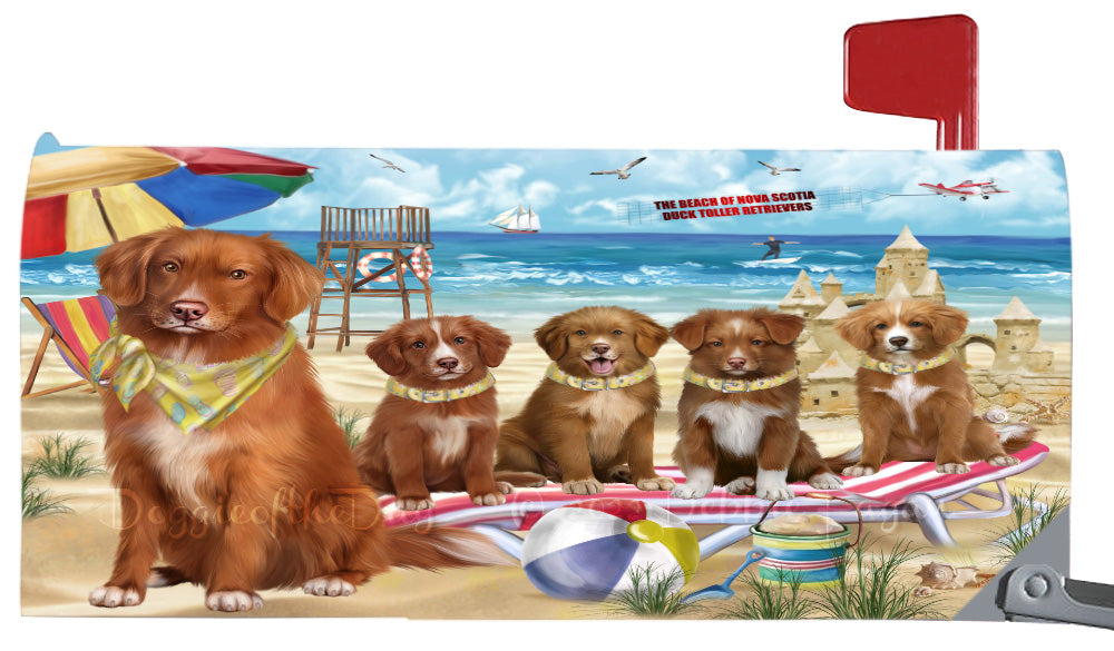Pet Friendly Beach Nova Scotia Duck Tolling Retriever Dogs Magnetic Mailbox Cover Both Sides Pet Theme Printed Decorative Letter Box Wrap Case Postbox Thick Magnetic Vinyl Material