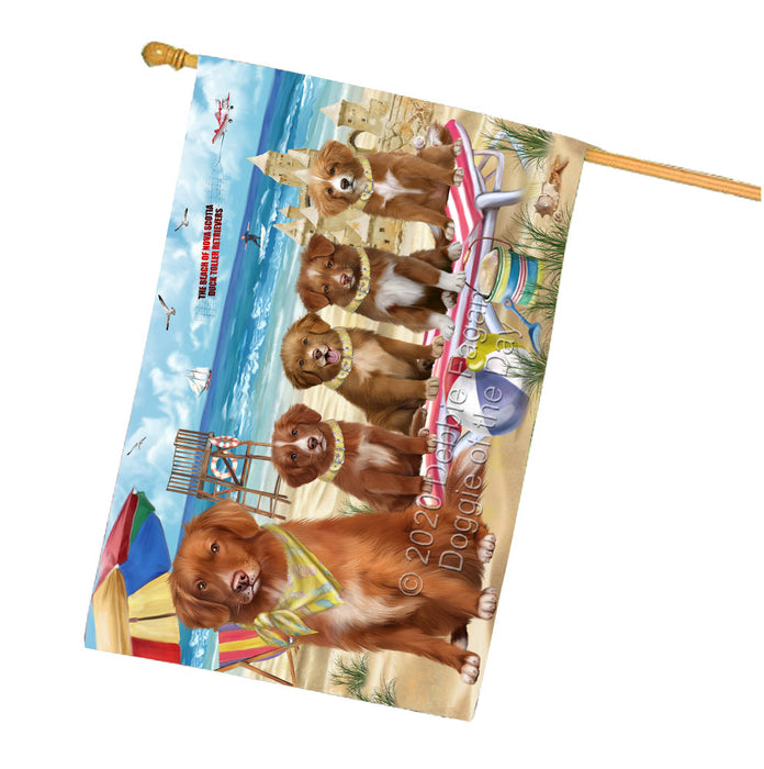Pet Friendly Beach Nova Scotia Duck Toller Retriever Dogs House Flag Outdoor Decorative Double Sided Pet Portrait Weather Resistant Premium Quality Animal Printed Home Decorative Flags 100% Polyester