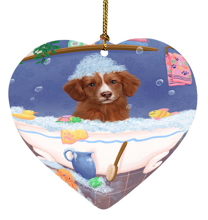 Rub A Dub Dog In A Tub Nova Scotia Duck Toller Retriever Dog Heart Christmas Ornament HPORA58642