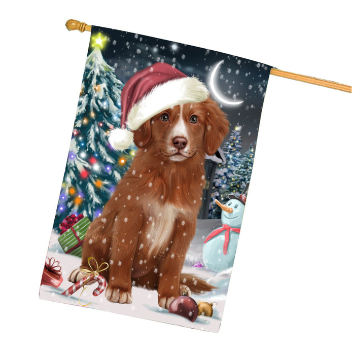Have a Holly Jolly Christmas Nova Scotia Duck Tolling Retriever Dog House Flag Outdoor Decorative Double Sided Pet Portrait Weather Resistant Premium Quality Animal Printed Home Decorative Flags 100% Polyester FLG67878
