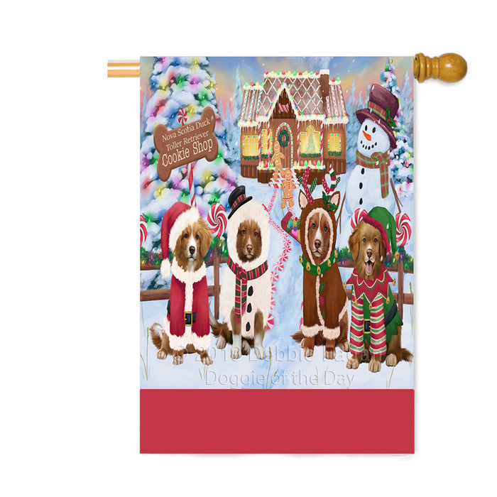 Personalized Holiday Gingerbread Cookie Shop Nova Scotia Duck Toller Retriever Dogs Custom House Flag FLG-DOTD-A59276