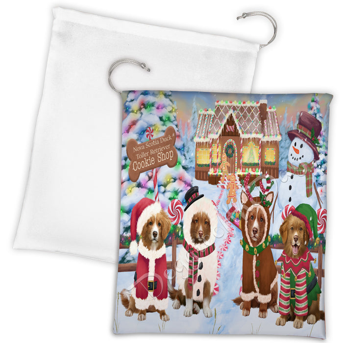 Holiday Gingerbread Cookie Nova Scotia Duck Tolling Retriever Dogs Shop Drawstring Laundry or Gift Bag LGB48615