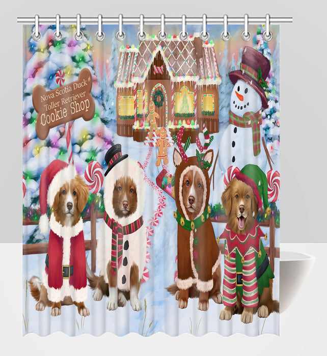 Holiday Gingerbread Cookie Nova Scotia Duck Tolling Retriever Dogs Shower Curtain