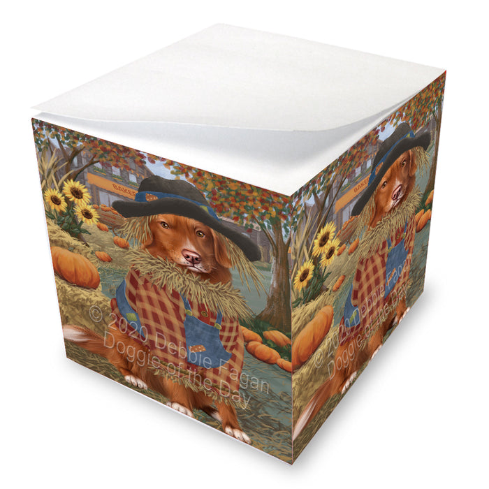 Fall Pumpkin Scarecrow Nova Scotia Duck Toller Retriever Dog Note Cube NOC-DOTD-A56835