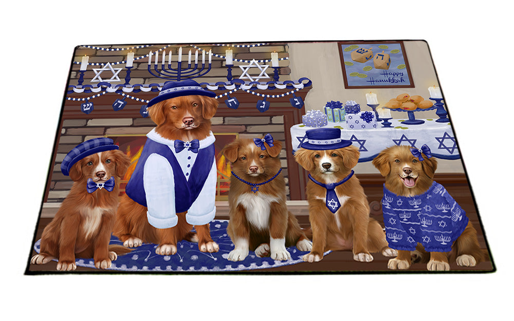 Happy Hanukkah Family Nova Scotia Duck Toller Retriever Dogs Floormat FLMS54164