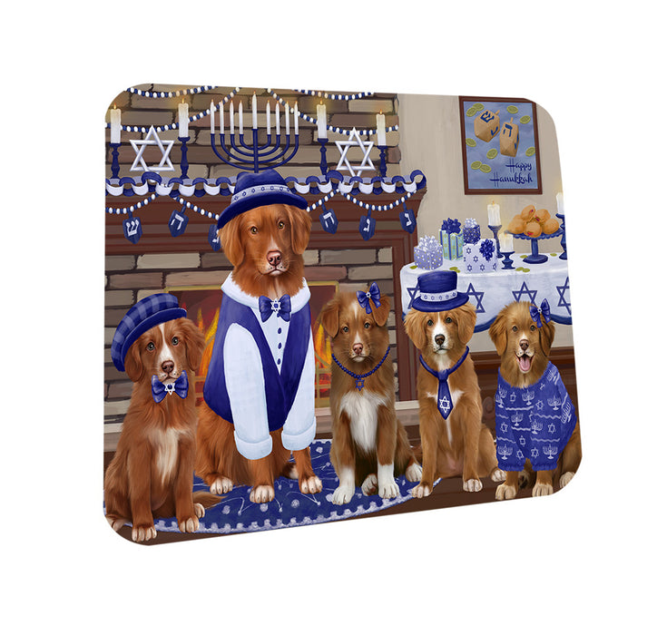 Happy Hanukkah Family Nova Scotia Duck Toller Retriever Dogs Coasters Set of 4 CST57230