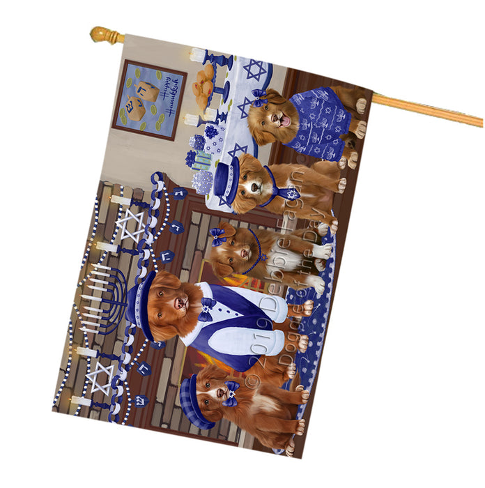 Happy Hanukkah Family Nova Scotia Duck Toller Retriever Dogs House Flag FLG66111